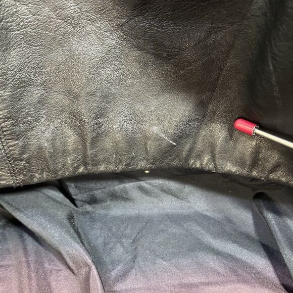 BLUELINE & COMPANY Vintage Black Leather Short Trench Jacket Hooded Women Small - Picture 16 of 16